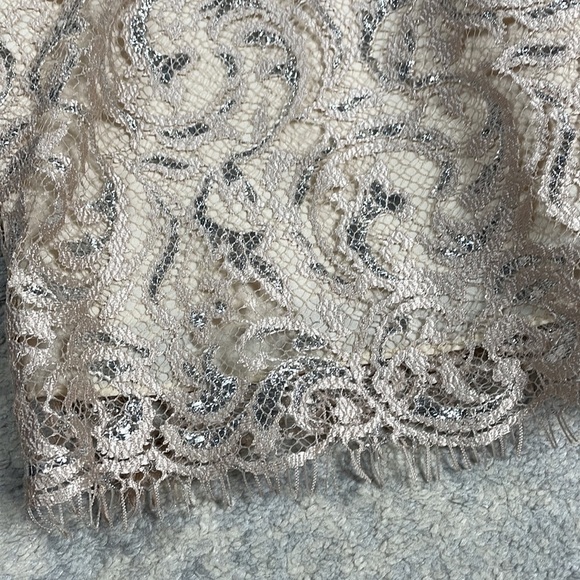 Jenny Yoo Collection Harlow Dress Lace Sweetheart Mini Cream Metallic Sz 4 - Picture 10 of 13